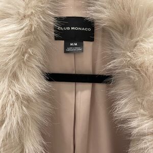 Club Monaco Coat Light blush pink with faux fur collar